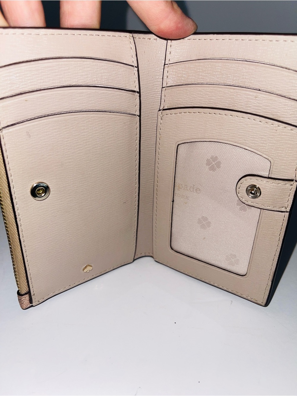 Kate Spade Metallic Rose Gold Saffiano Leather Small Slim Bifold Wallet - Picture 6 of 9